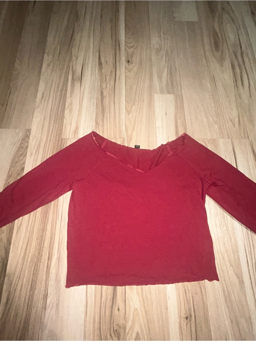 wild fable Red V-Neck Long Sleeve Top